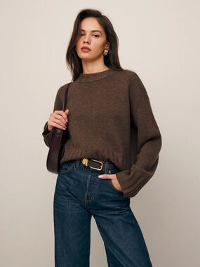 Reformation Mer Regenerative Wool Sweater in Cocoa